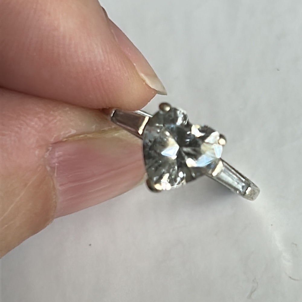 Heart Solitaire Sterling Silver Ring - image 3